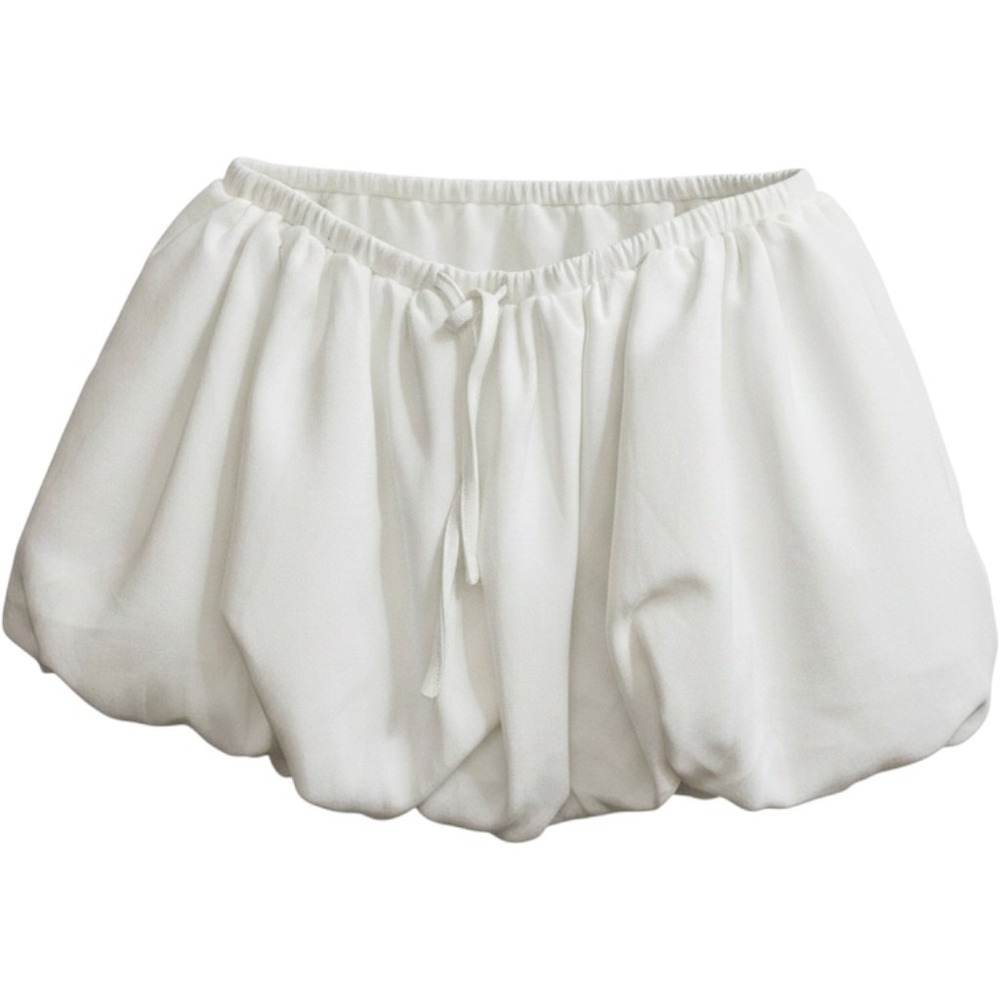New Fashion Nova Womens White Bubble Mini Skirt Elastic Drawstring Waistโ 1X